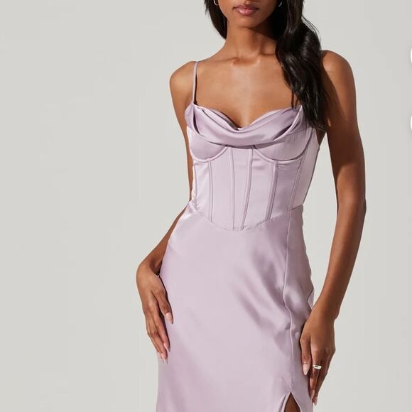 NEW Astr the Label Cannes Dress Silver Lilac Small - Picture 5 of 6